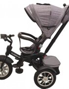 Baby Care Tricicleta pentru copii Turbo Bike Gri Jeans cu Far luminos Roti din cauciuc Pozitie somn Pedale si maner pentru parinti Scaun reversibil cu invartire 360 grade Cadru metalic Dimensiuni 110X45X90 cm