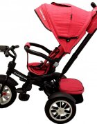 Baby Care Tricicleta pentru copii Turbo Bike Rosu Corai cu Far luminos Roti din cauciuc Pozitie somn Pedale si maner pentru parinti Scaun reversibil cu invartire 360 grade Cadru metalic Dimensiuni 110X45X90 cm