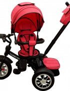 Baby Care Tricicleta pentru copii Turbo Bike Rosu Corai cu Far luminos Roti din cauciuc Pozitie somn Pedale si maner pentru parinti Scaun reversibil cu invartire 360 grade Cadru metalic Dimensiuni 110X45X90 cm