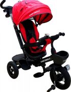 Baby Care Tricicleta pentru copii Turbo Bike Rosu cu copertina roti din cauciuc pozitie somn maner pentru parinti scaun reversibil cu invartire 360 grade cadru metalic dimensiuni 110x45x90 cm