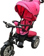 Baby Care Tricicleta pentru copii Turbo Bike Roz cu Far luminos Roti din cauciuc Pozitie somn Pedale si maner pentru parinti Scaun reversibil cu invartire 360 grade Cadru metalic Dimensiuni 110X45X90 cm