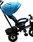 Baby Care Tricicleta pentru copii Turbo Bike Turquoise cu copertina roti din cauciuc pozitie somn maner pentru parinti scaun reversibil cu invartire 360 grade cadru metalic dimensiuni 110x45x90 cm