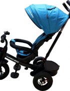 Baby Care Tricicleta pentru copii Turbo Bike Turquoise cu copertina roti din cauciuc pozitie somn maner pentru parinti scaun reversibil cu invartire 360 grade cadru metalic dimensiuni 110x45x90 cm