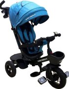 Baby Care Tricicleta pentru copii Turbo Bike Turquoise cu copertina roti din cauciuc pozitie somn maner pentru parinti scaun reversibil cu invartire 360 grade cadru metalic dimensiuni 110x45x90 cm