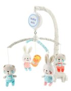 BABY MIX Carusel muzical pentru patut cu 5 jucarii din plus Bears and rabbits