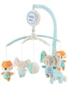 BABY MIX Carusel muzical pentru patut cu 5 jucarii din plus Elephants and foxes