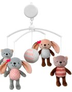 BABY MIX Carusel pentru patut cu 5 jucarii din plus Rabbit and friends