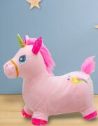 BABY MIX Jucarie gonflabila de plus cu sunete Unicorn Pink husa moale detasabila pompa inclusa greutate suportata 70 kg 36 luni+