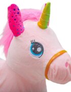 BABY MIX Jucarie gonflabila de plus cu sunete Unicorn Pink husa moale detasabila pompa inclusa greutate suportata 70 kg 36 luni+