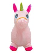 BABY MIX Jucarie gonflabila de plus cu sunete Unicorn Pink husa moale detasabila pompa inclusa greutate suportata 70 kg 36 luni+