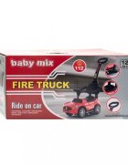 BABY MIX Masinuta fara pedale cu maner parentalbara de protectie detasabilasistem antirasturnaresuport picioare lumini si volan cu sunete Fire Truck Red