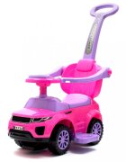 BABY MIX Masinuta fara pedale transformabila 3in1 cu maner parental detasabilbara de siguranta suport picioaresistem antirasturnarespatiu de depozitareroti EVA si muzica Sport Car SUV Pink