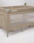 BABY MIX Patut pliabil Beige cu doua nivele 120x60 cm intrare laterala cu fermoar 2 roti