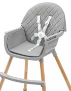 BABY MIX Scaun de masa 2in1 transformabil in scaunel clasic cu cos pentru accesoriihusa detasabilatavita dubla detasabilacentura de siguranta si suport picioare Freja Wooden Dark Grey