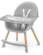 BABY MIX Scaun de masa 2in1 transformabil in scaunel clasic cu cos pentru accesoriihusa detasabilatavita dubla detasabilacentura de siguranta si suport picioare Freja Wooden Dark Grey