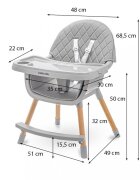 BABY MIX Scaun de masa 2in1 transformabil in scaunel clasic cu cos pentru accesoriihusa detasabilatavita dubla detasabilacentura de siguranta si suport picioare Freja Wooden Dark Grey