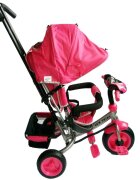 BABY MIX Tricicleta pentru copii Lux Trike Pink multifunctionala cu sunete lumini spatar reglabil centura de siguranta suport picioare si copertina