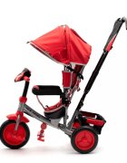 BABY MIX Tricicleta pentru copii Lux Trike Red cu lumini LEDpanou cu muzica si sunetespatar reglabil in 3 pozitiisuport pentru picioare pliabilmaner parental cu control al directieiroti din spuma EVAcos pentru cumparaturi si copertina
