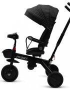 BABY MIX Tricicleta pentru copii Peony Black cu scaun reversibilroti EVA cu franaspatar reglabilmaner parental cu control al directieisuport picioare pliabilcopertina reglabila panou cu muzicaluminighidon pliabil