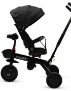 BABY MIX Tricicleta pentru copii Peony Black cu scaun reversibilroti EVA cu franaspatar reglabilmaner parental cu control al directieisuport picioare pliabilcopertina reglabila panou cu muzicaluminighidon pliabil