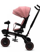 BABY MIX Tricicleta pentru copii Peony Pink cu scaun rotativ 360roti EVA cu franaspatar reglabilmaner parental cu control al directieisuport picioare pliabilcopertina reglabila panou cu muzicaluminighidon pliabil