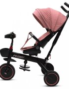 BABY MIX Tricicleta pentru copii Peony Pink cu scaun rotativ 360roti EVA cu franaspatar reglabilmaner parental cu control al directieisuport picioare pliabilcopertina reglabila panou cu muzicaluminighidon pliabil