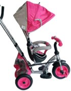 BABY MIX Tricicleta pentru copii Sunrise Turbo Trike Pink cu sezut reversibil maner reglabil pe inaltime centura de siguranta varsta 1-4 ani