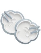 BabyBjorn 2 Seturi hranire farfurie lingurita si furculita pentru bebe Powder Blue