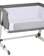 BABYGo Patut co-sleeper pentru copii Together Grey 2 in 1 cu 6 trepte de reglare pe inaltime laterala culisanta roti saltea inclusa varsta 0 Luni+