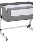 BABYGo Patut co-sleeper pentru copii Together Grey 2 in 1 cu 6 trepte de reglare pe inaltime laterala culisanta roti saltea inclusa varsta 0 Luni+