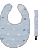 BabyJem Baveta cu suport pentru suzeta Little Hearts Blue
