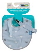 BabyJem Baveta cu suport pentru suzeta Little Hearts Blue