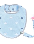 BabyJem Baveta cu suport pentru suzeta Little Hearts Blue