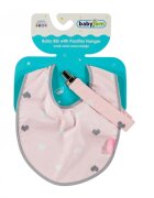 BabyJem Baveta cu suport pentru suzeta Little Hearts Pink