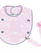 BabyJem Baveta cu suport pentru suzeta Little Hearts Pink