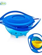 BabyJem Bol multifunctional cu capac si rotire 360 grade Amazing Bowl Blue