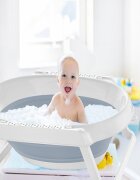 BabyJem Cadita pliabila cu suprafata antiderapanta Gri