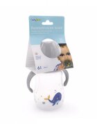BabyJem Cana cu manere si cioc de silicon 250ml Whale Gri