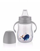 BabyJem Cana cu manere si cioc de silicon 250ml Whale Gri