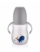 BabyJem Cana cu manere si cioc de silicon 250ml Whale Gri
