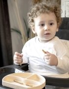 BabyJem Farfurie compartimentata din silicon cu ventuza Ecru
