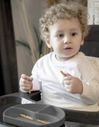 BabyJem Farfurie compartimentata din silicon cu ventuza Gri