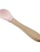 BabyJem Lingurita cu maner din lemn si cupa silicon Ecru
