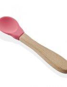 BabyJem Lingurita cu maner din lemn si cupa silicon Roz