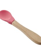 BabyJem Lingurita cu maner din lemn si cupa silicon Roz