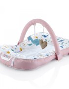 BabyJem Saltea multifunctionala Sit and Play cu bara jucarii Dino Pink