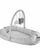 BabyJem Salteluta Baby Nest cu bara jucarii Between parents Gri