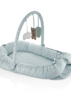 BabyJem Salteluta Baby Nest cu bara jucarii Between parents Turcoaz