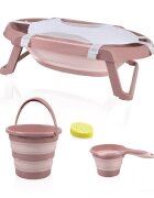 BabyJem Set cadita pliabila de baie 5 piese somon