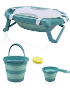 BabyJem Set cadita pliabila de baie 5 piese turcoaz